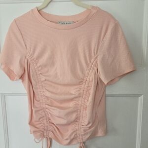 Haute Monde Light Pink Ruched Short Sleeve Tee